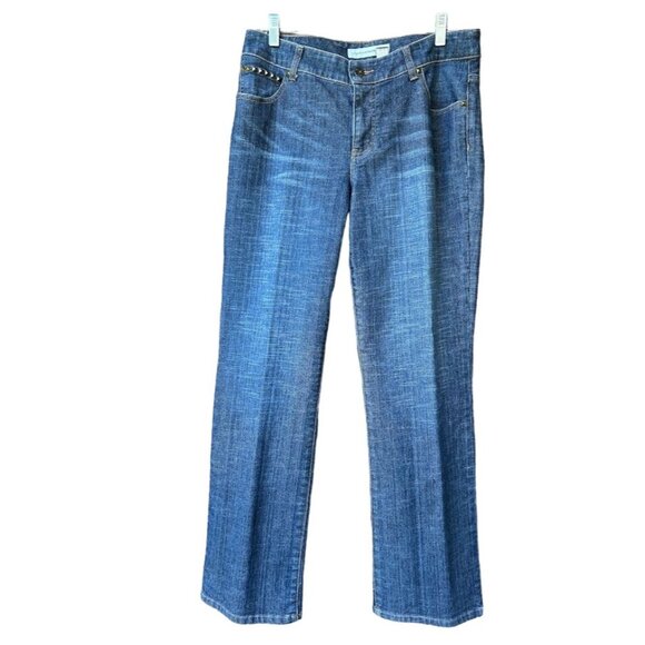 Chico's Platinum Denim Women's‎ Studded Bootcut Jeans Size US 10 - Picture 1 of 8